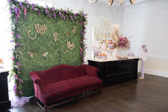 Lavender Garden Theme Boxwood Backdrop Rental