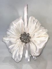 Flower Girl Basket - 10" oval satin silk & lace