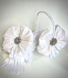 Flower Girl Basket - 10" oval satin silk & lace