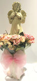Guardian Angel Statuary Centerpiece in Glittered Floral Wreath w/ Embellished Planter