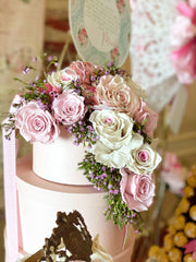 Floral Cascade Hat Box Bouquet Rental