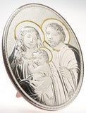 Holy Family Gold Accents W/ Italian 925 Argenti Silver Plaque #19970
