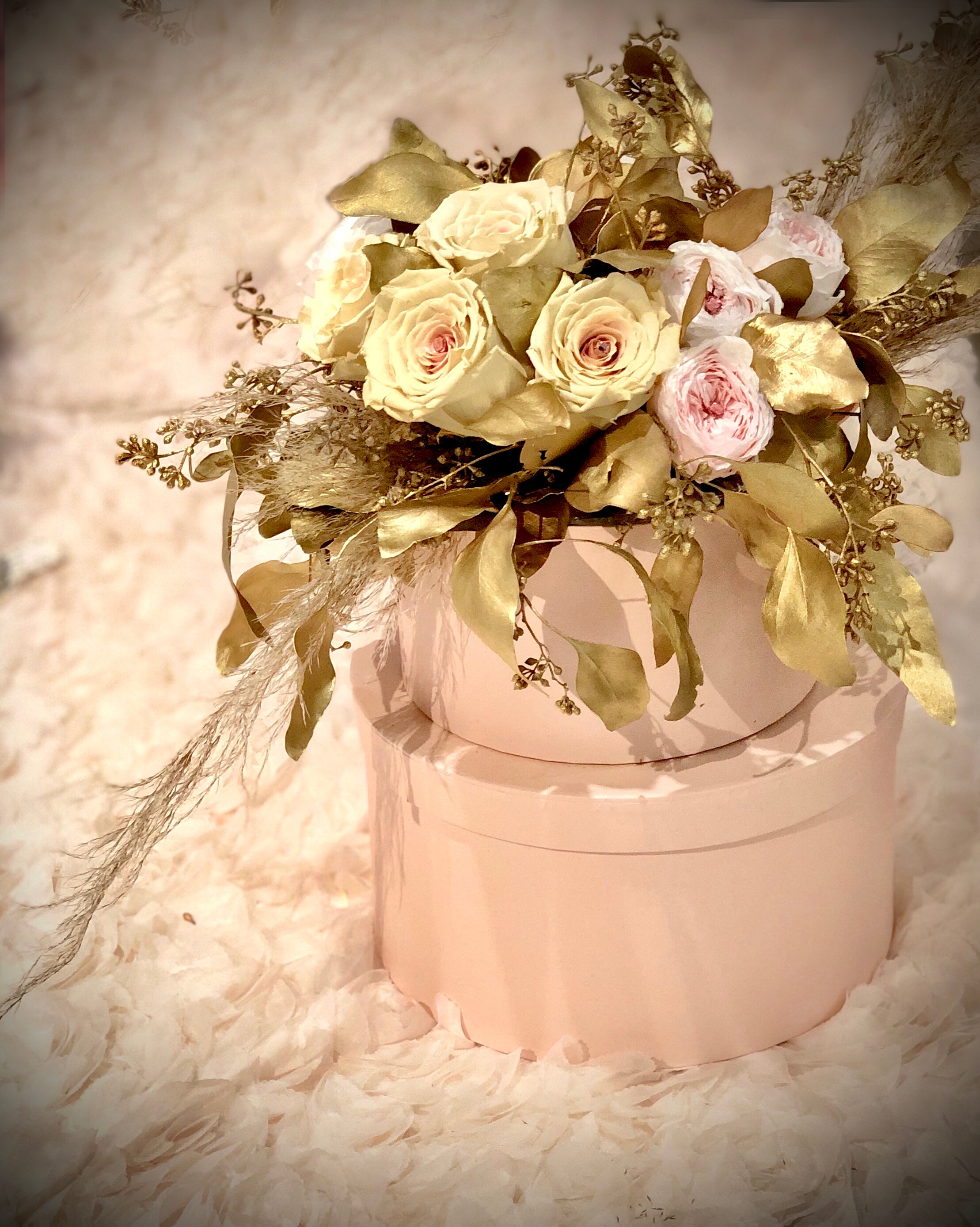 Custom Hat Box Centerpiece with Personalized Design Rental