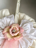 Enchanted Silk & Glitter Rose Christening Candle