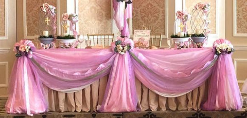 Dalmazio Design Fairy Tale Specialty Table Swag Pink & Lavender Rental