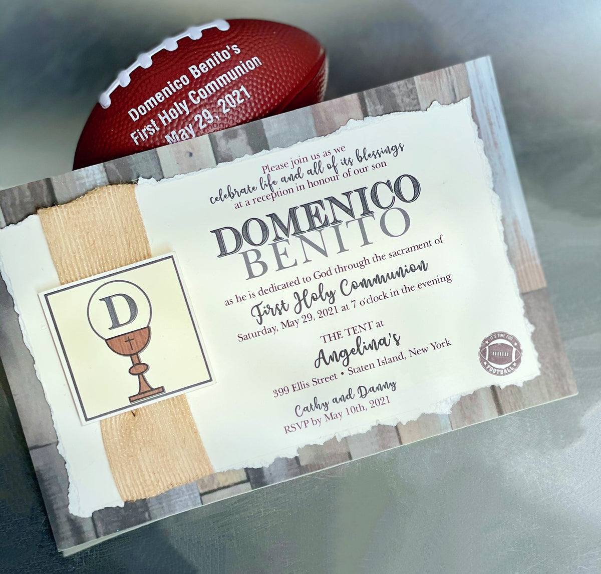 Vintage Football Layered Invitation