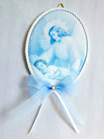 Keepsake Porcelain Plaque - Touched By An Angel Blue Capezzale