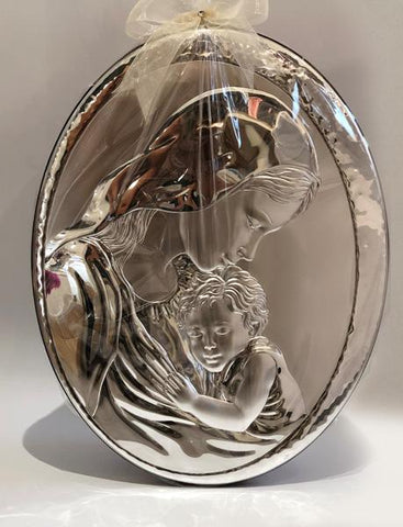Mother and Child W/ Italian 925 Argenti Silver Plaque