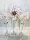 Silk and Lace Unity Candle Set - Tapers and Pillar with Stands