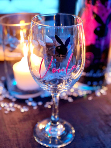 Gift Favor - Personalized Playboy Wine Glasses