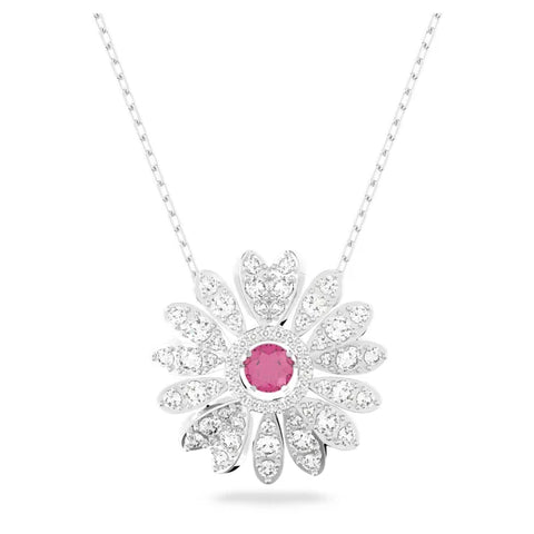 Eternal Flower pendant, Flower, Pink, Rhodium plated LAST IN STOCK