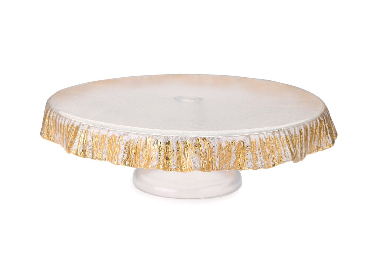 12" Scalloped Cake Stand with Gold