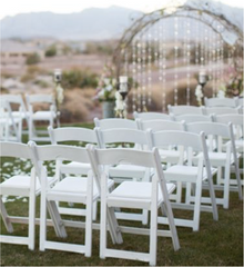 White Resin Folding Chair With Padded Seat Rental