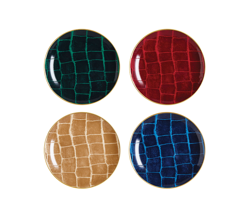 Alligator Multi Color Canapé Plate&#44; Assorted colors&#44; Set of 4