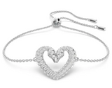 Una bracelet Heart, Small, White, Rhodium plated LAST IN STOCK