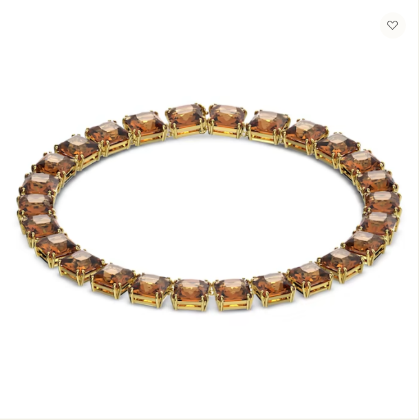 Millenia Necklace, Square Cut Crystals, Yellow, Gold-tone Plated