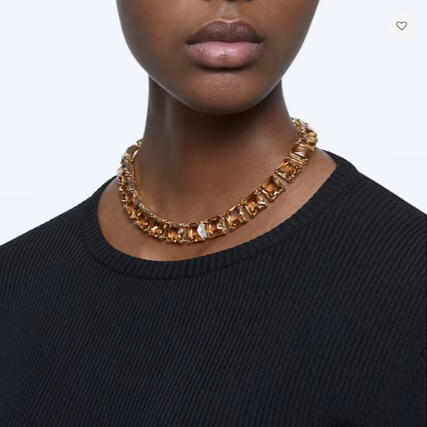 Millenia Necklace, Square Cut Crystals, Yellow, Gold-tone Plated