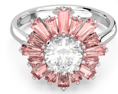 Sunshine ring, Pink, Rhodium plated LAST IN STOCK