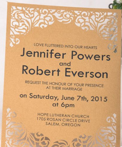 Classic Swirls Flat Laser Cut Wedding Invitations