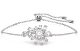 Gema bracelet Mixed cuts, Flower, White, Rhodium plated LAST IN STOCK