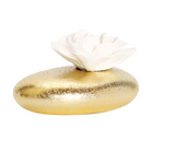 Gold Diffuser White Dimensional Flower, "Lily Of The Valley" Scent
