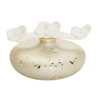 Embossed Gold Circular Diffuser With Three White Flowers, "English Pear & Freesia" Scent