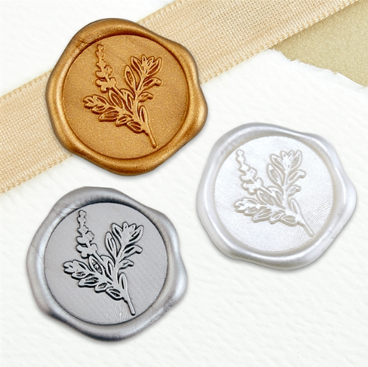 Botanical Adhesive Wax Seals 25Pk Stock Quick-Ship Stickers – 1 1/4" - 3 Color Choices