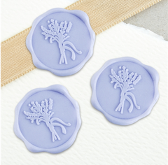 Lavender Bouquet Adhesive Wax Seals 25Pk Quick-Ship Stickers - 1 1/4" - Lavender