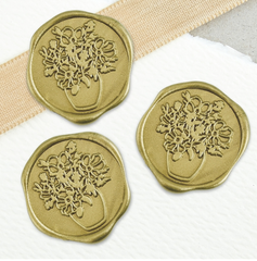 Vintage Bouquet Adhesive Wax Seals 25Pk Quick-Ship Stickers - 1 1/4" - Antique Gold