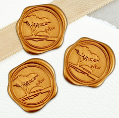 Mountain Scene Adhesive Wax Seals 25Pk Quick-Ship Stickers - 1 1/4" - Classic Gold