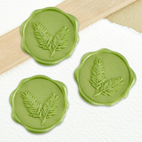 Silver Fern Adhesive Wax Seals 25Pk Quick-Ship Stickers - 1 1/4" - Sheen Green