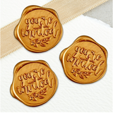You're Invited Adhesive Wax Seals 25Pk Quick-Ship Stickers - 1 1/4" - Classic Gold