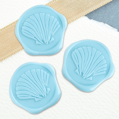 Seashell Adhesive Wax Seals 25Pk Quick-Ship Stickers - 1 1/4" - Ocean Blue