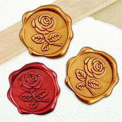 Rose Adhesive Wax Seal Stickers 25PK - 1 1/4" - 2 Color Choices