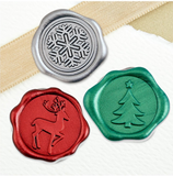 Christmas Adhesive Wax Seals 25Pk Quick-Ship Stickers - 1 1/4" - Choice of 3 Designs