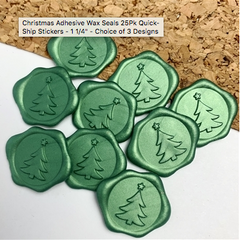 Christmas Adhesive Wax Seals 25Pk Quick-Ship Stickers - 1 1/4" - Choice of 3 Designs