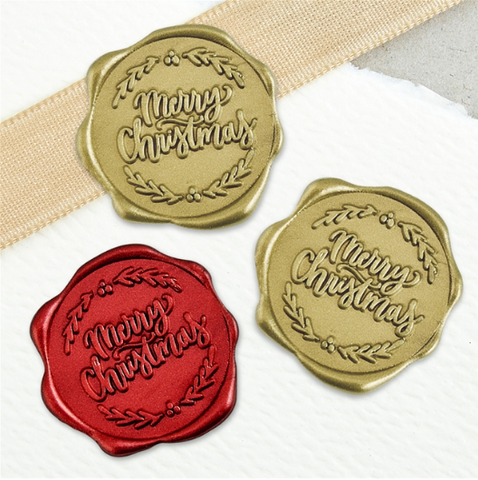 Merry Christmas Adhesive Wax Seals 25Pk Quick-Ship Stickers - 1 1/4" - 2 Color Choices