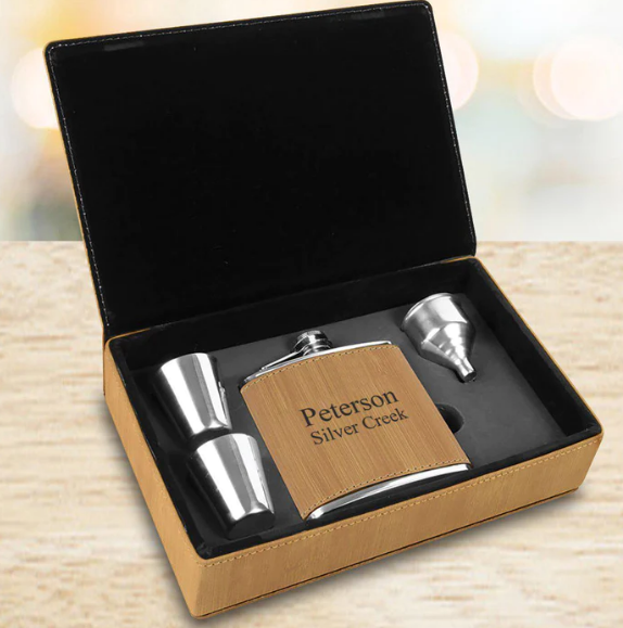 Perfectly Personalized Bamboo Flask Gift Set