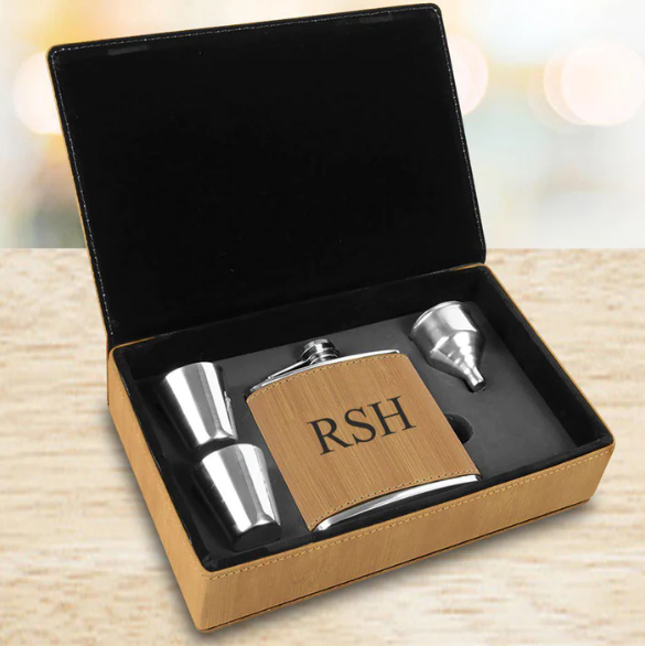 Perfectly Personalized Bamboo Flask Gift Set