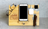 Perfectly Personalized Bamboo Cell Phone Charging Station and Desk Organizer