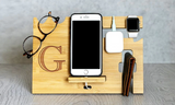 Perfectly Personalized Bamboo Cell Phone Charging Station and Desk Organizer