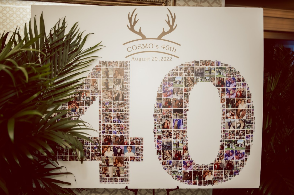 Antlers and Alcohol Number Celebration Photo Collage Sign