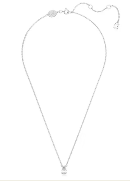 Millenia pendant Pear cut, White, Rhodium plated