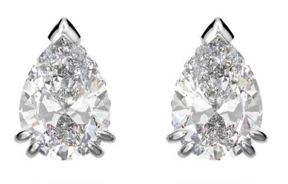Millenia stud earrings Pear cut, White, Rhodium plated