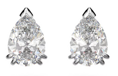 Millenia stud earrings Pear cut, White, Rhodium plated