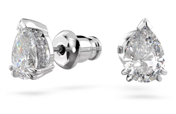 Millenia stud earrings Pear cut, White, Rhodium plated