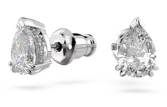 Millenia stud earrings Pear cut, White, Rhodium plated