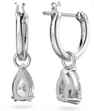 Millenia hoop earrings Pear cut, White, Rhodium plated