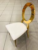 Oval Gold Chair White Cushion Rental