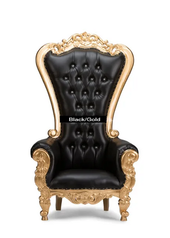 Black Velvet Gold Trim Throne Chair Rental